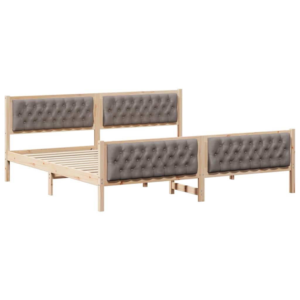 Cadre de lit avec tête de lit Taupe 200 x 200 cm Pin massif - XIOS