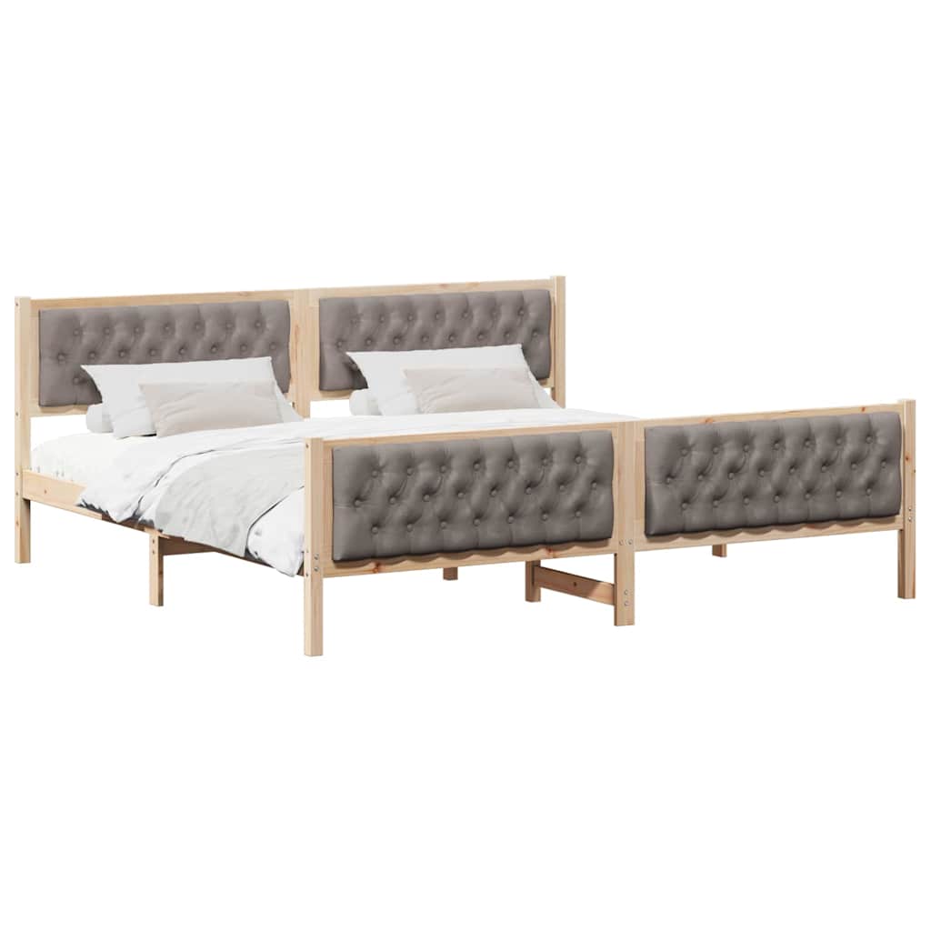 Cadre de lit avec tête de lit Taupe 200 x 200 cm Pin massif - XIOS
