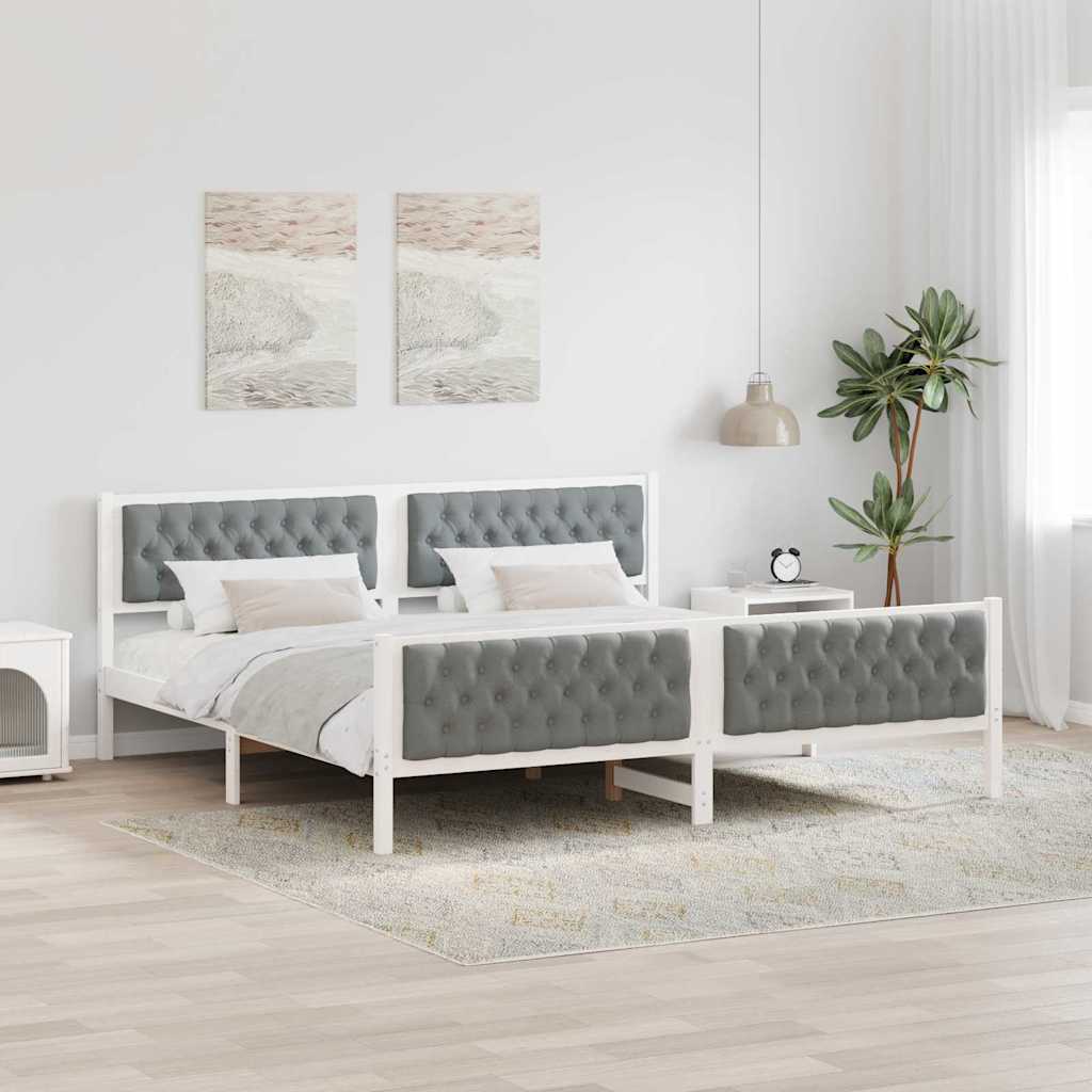 Cadre de lit avec tête de lit Gris clair 200 x 200 cm tissu - XIOS