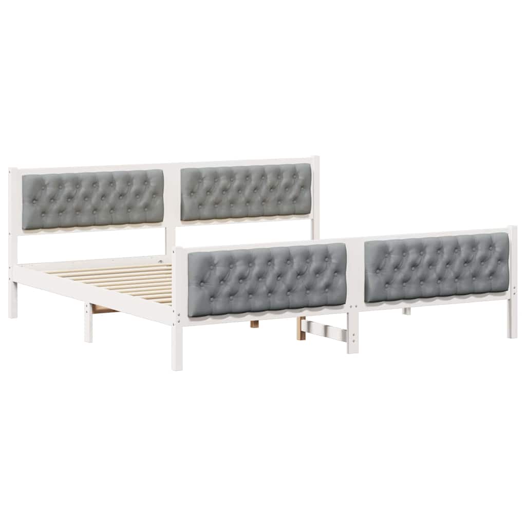 Cadre de lit Gris clair 200 x 200 cm Pin massif - XIOS