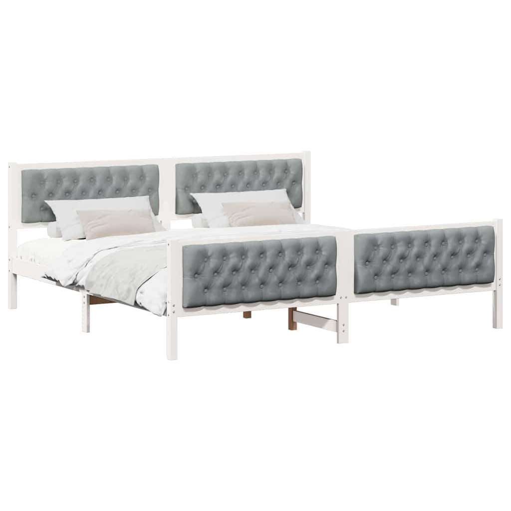 Cadre de lit Gris clair 200 x 200 cm Pin massif - XIOS