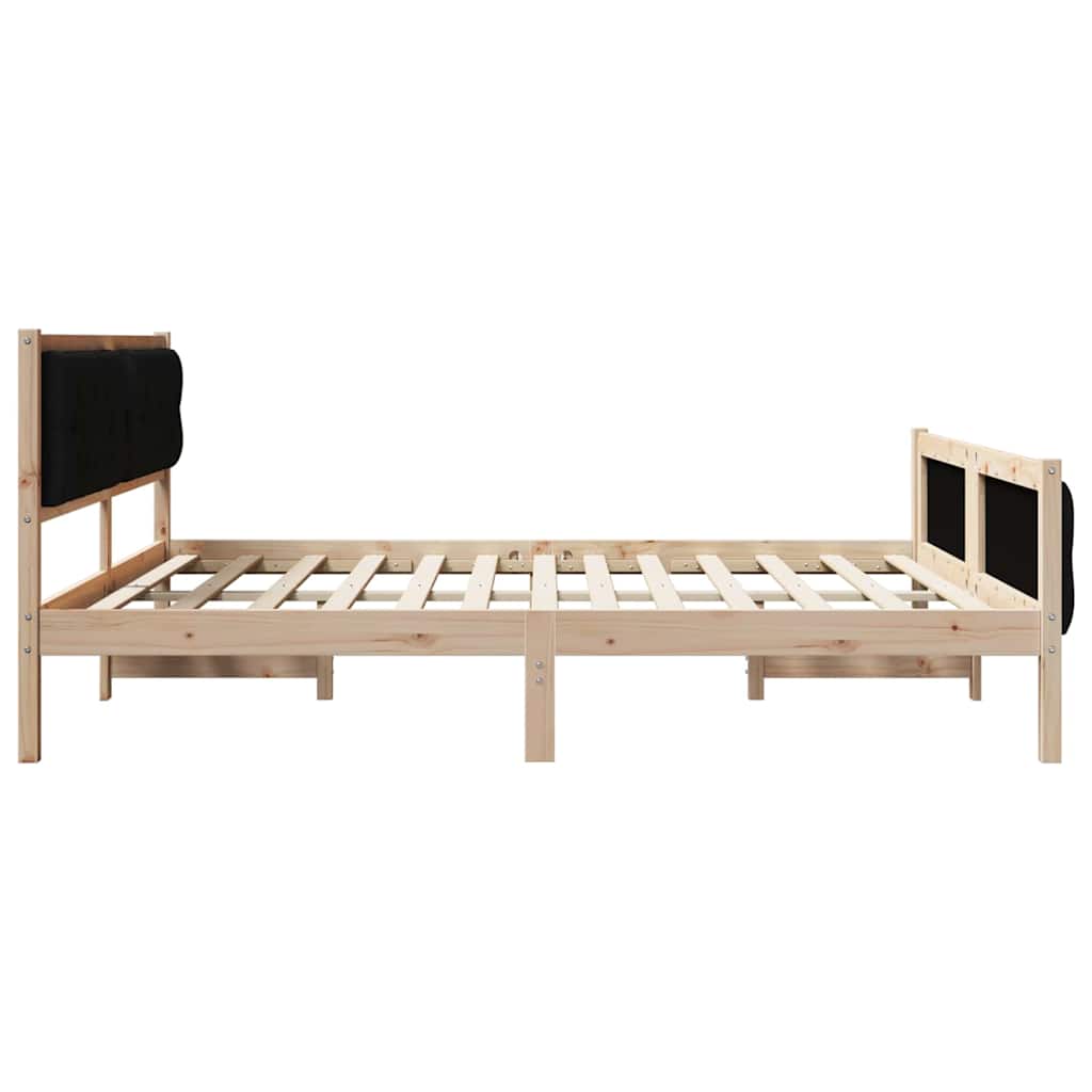 Cadre de lit avec tête de lit Noir 180 x 200 cm Pin massif - XIOS