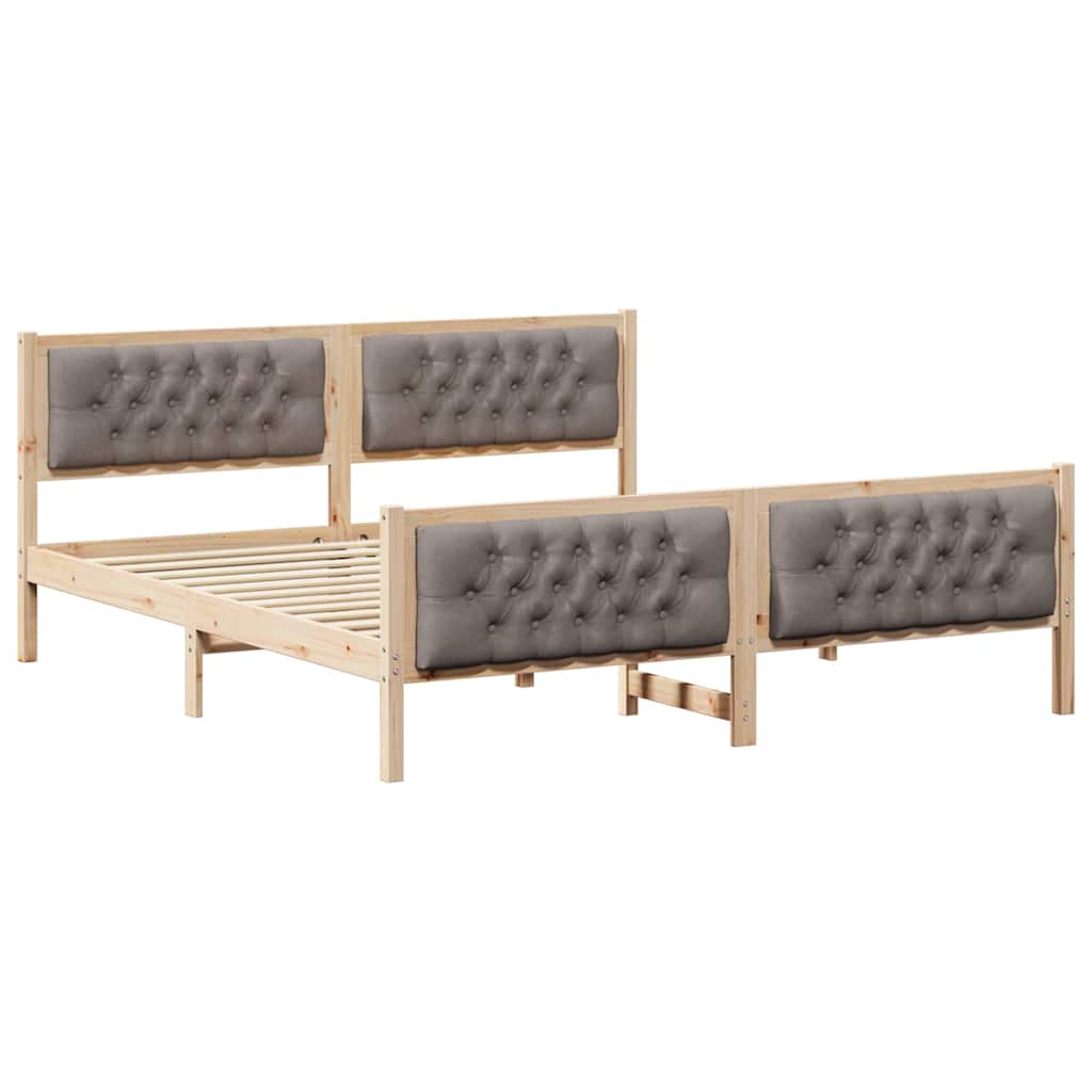 Cadre de lit avec tête de lit Taupe 180 x 200 cm Pin massif - XIOS