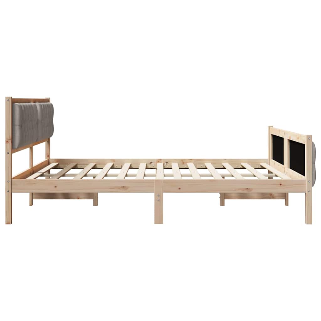 Cadre de lit avec tête de lit Taupe 180 x 200 cm Pin massif - XIOS