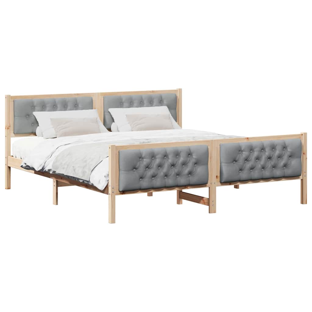 Cadre de lit Gris clair 160 x 200 cm Pin massif - XIOS