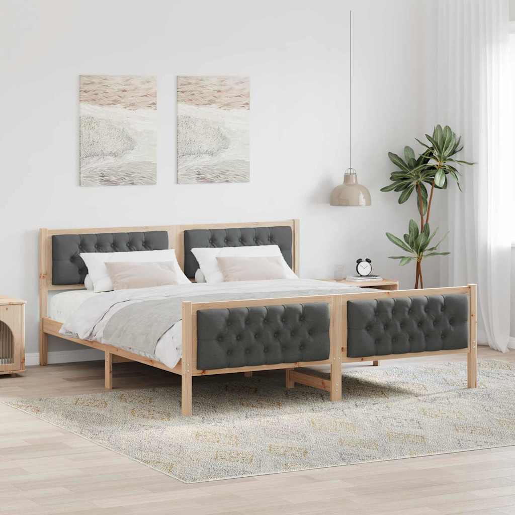 Cadre de lit Gris foncé 160 x 200 cm Pin massif - XIOS