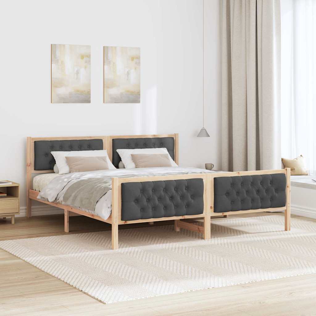 Cadre de lit Gris foncé 160 x 200 cm Pin massif - XIOS