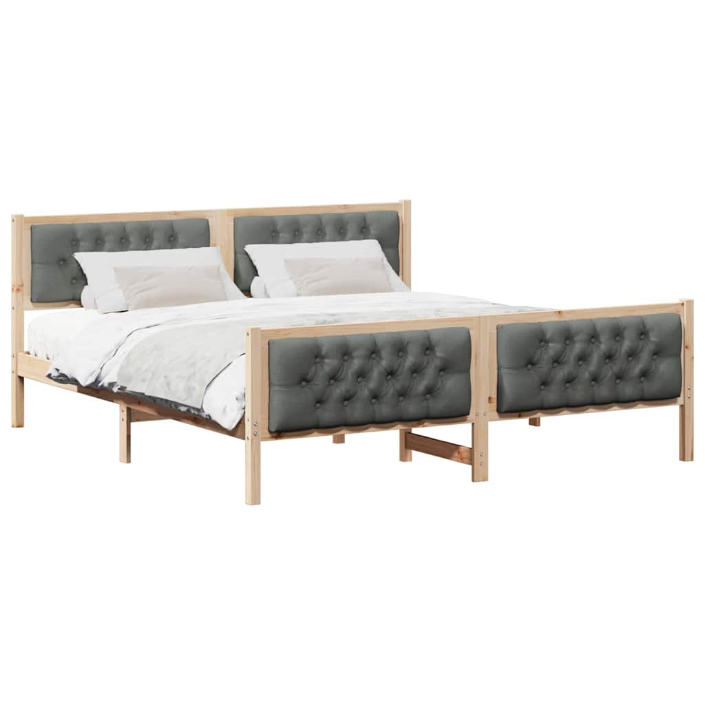 Cadre de lit Gris foncé 160 x 200 cm Pin massif - XIOS