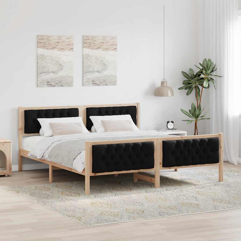 Cadre de lit avec tête de lit Noir 160 x 200 cm Pin massif - XIOS