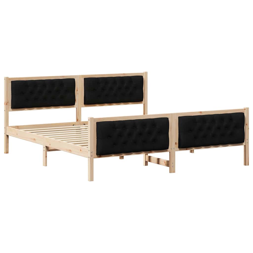 Cadre de lit avec tête de lit Noir 160 x 200 cm Pin massif - XIOS