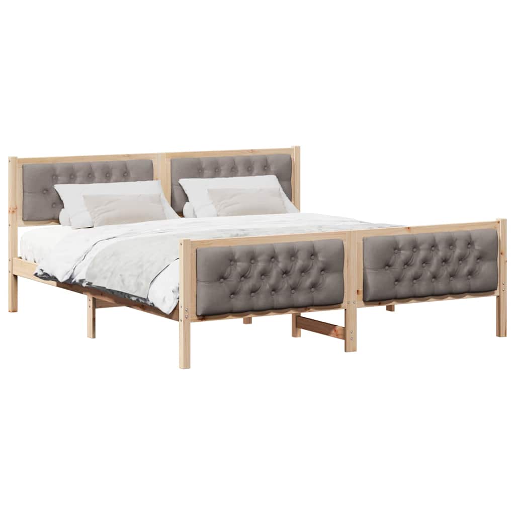 Cadre de lit avec tête de lit Taupe 160 x 200 cm Pin massif - XIOS