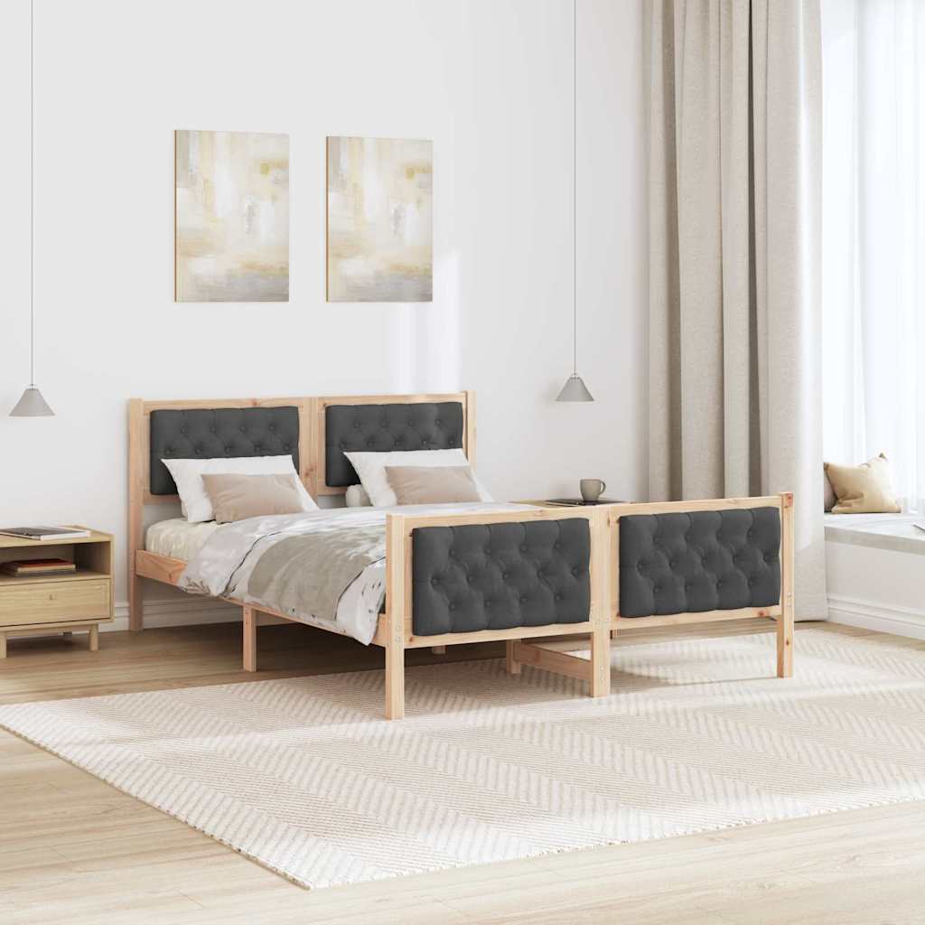 Cadre de lit Gris foncé 140 x 190 cm Pin massif - XIOS