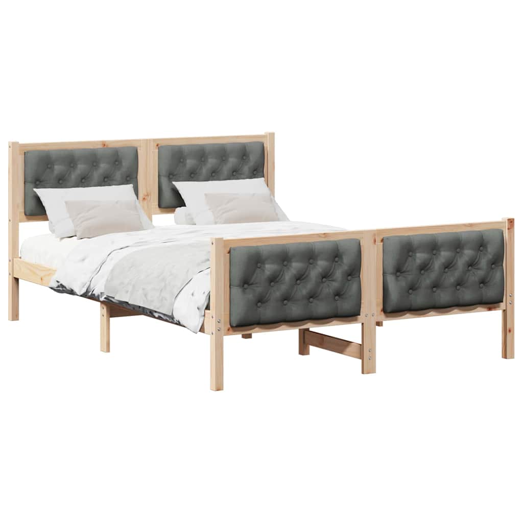 Cadre de lit Gris foncé 140 x 190 cm Pin massif - XIOS