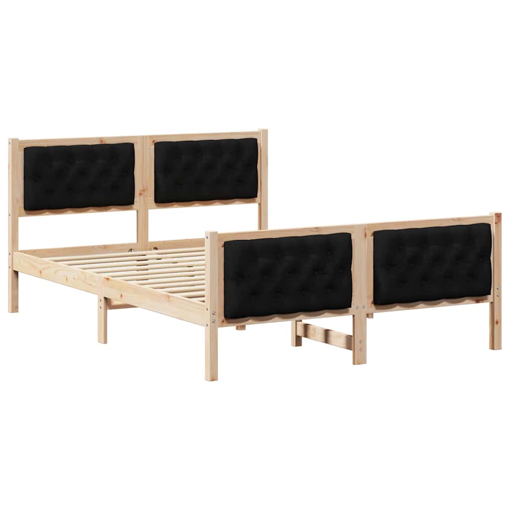 Cadre de lit avec tête de lit Noir 140 x 190 cm Pin massif - XIOS