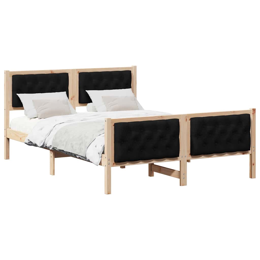 Cadre de lit avec tête de lit Noir 140 x 190 cm Pin massif - XIOS