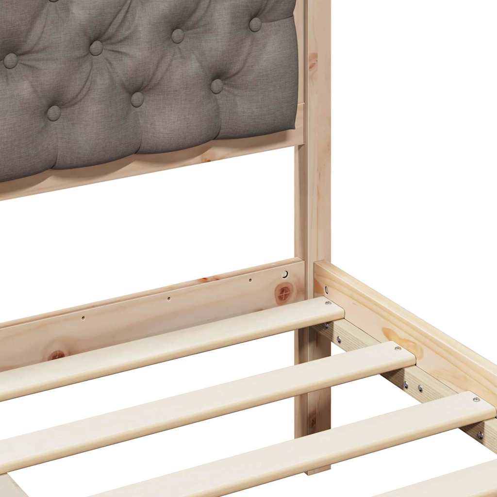 Cadre de lit avec tête de lit Taupe 140 x 190 cm Pin massif - XIOS