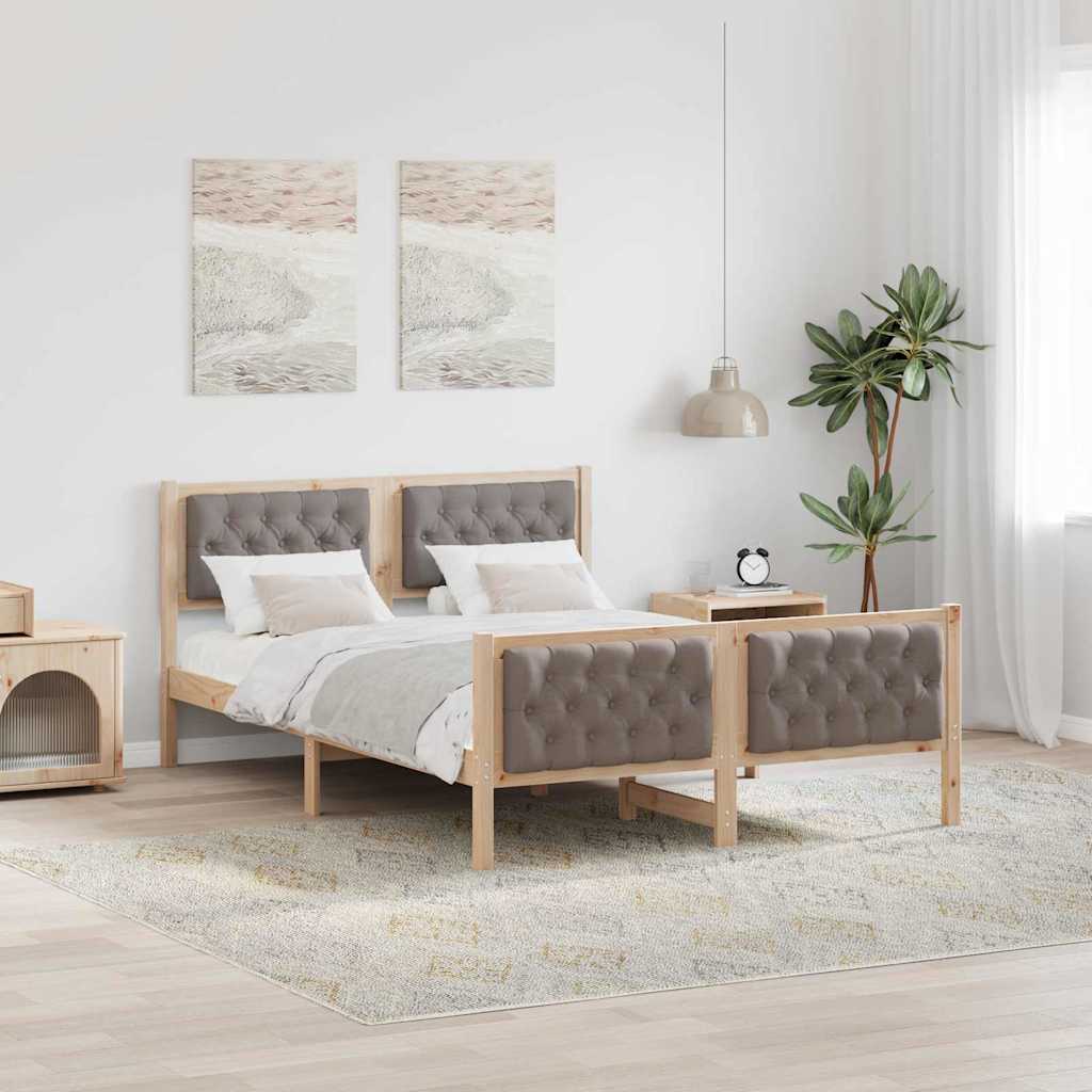Cadre de lit avec tête de lit Taupe 140 x 190 cm Pin massif - XIOS