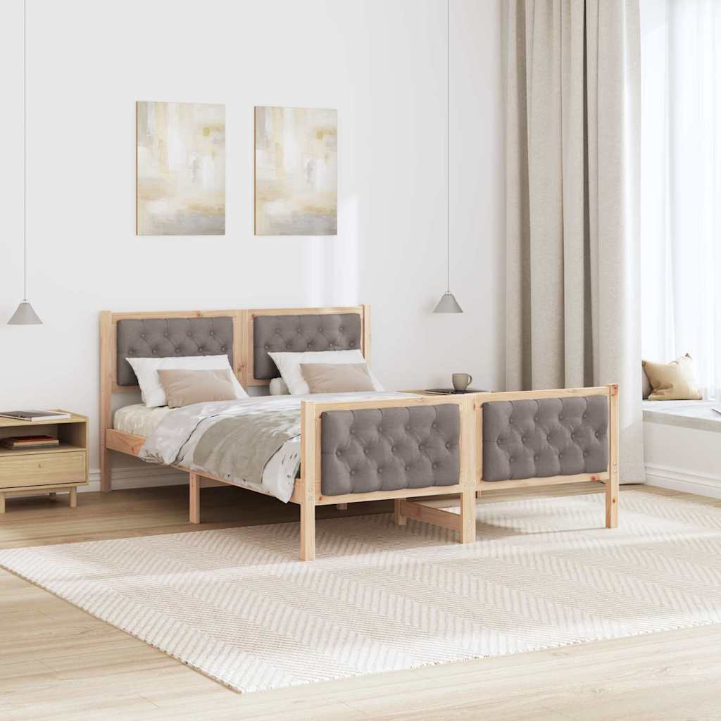 Cadre de lit avec tête de lit Taupe 140 x 190 cm Pin massif - XIOS