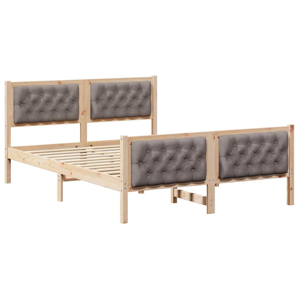 Cadre de lit avec tête de lit Taupe 140 x 190 cm tissu - XIOS