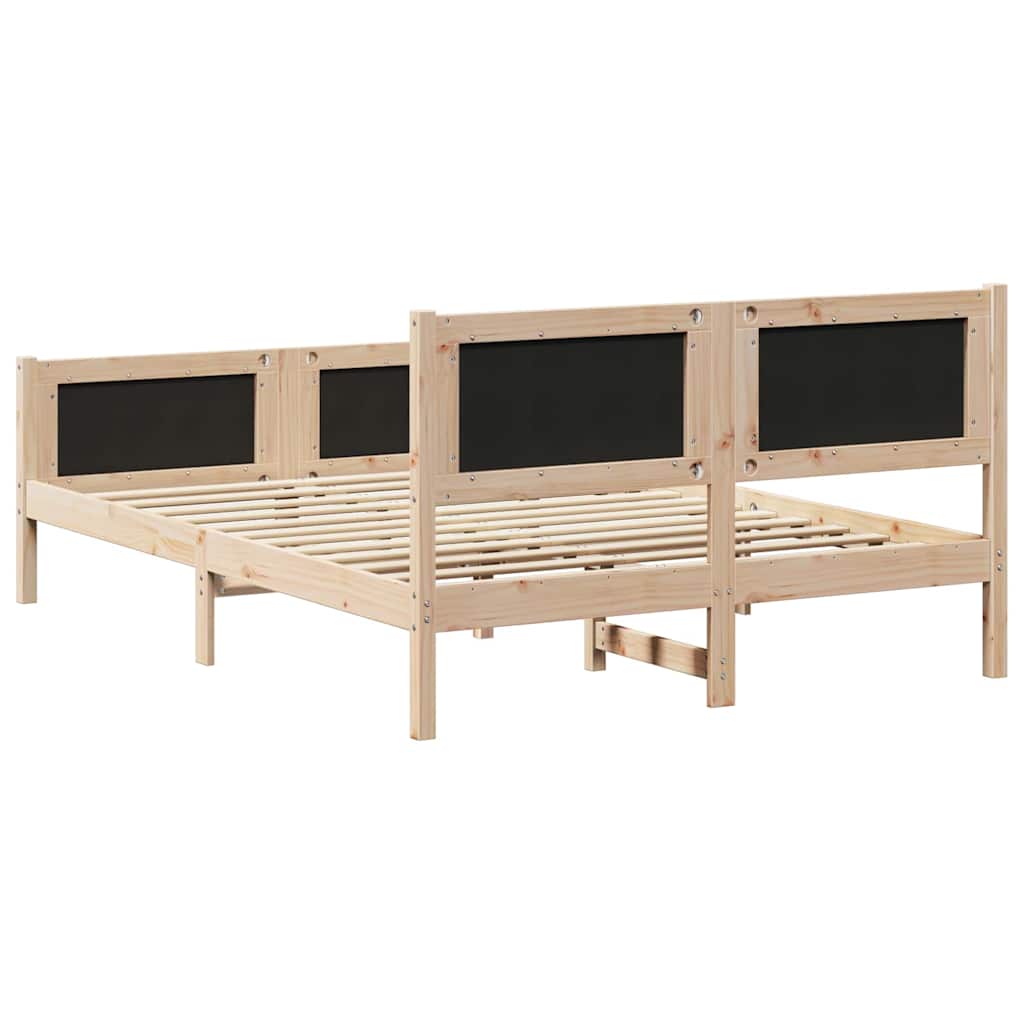 Cadre de lit avec tête de lit Taupe 140 x 190 cm Pin massif - XIOS