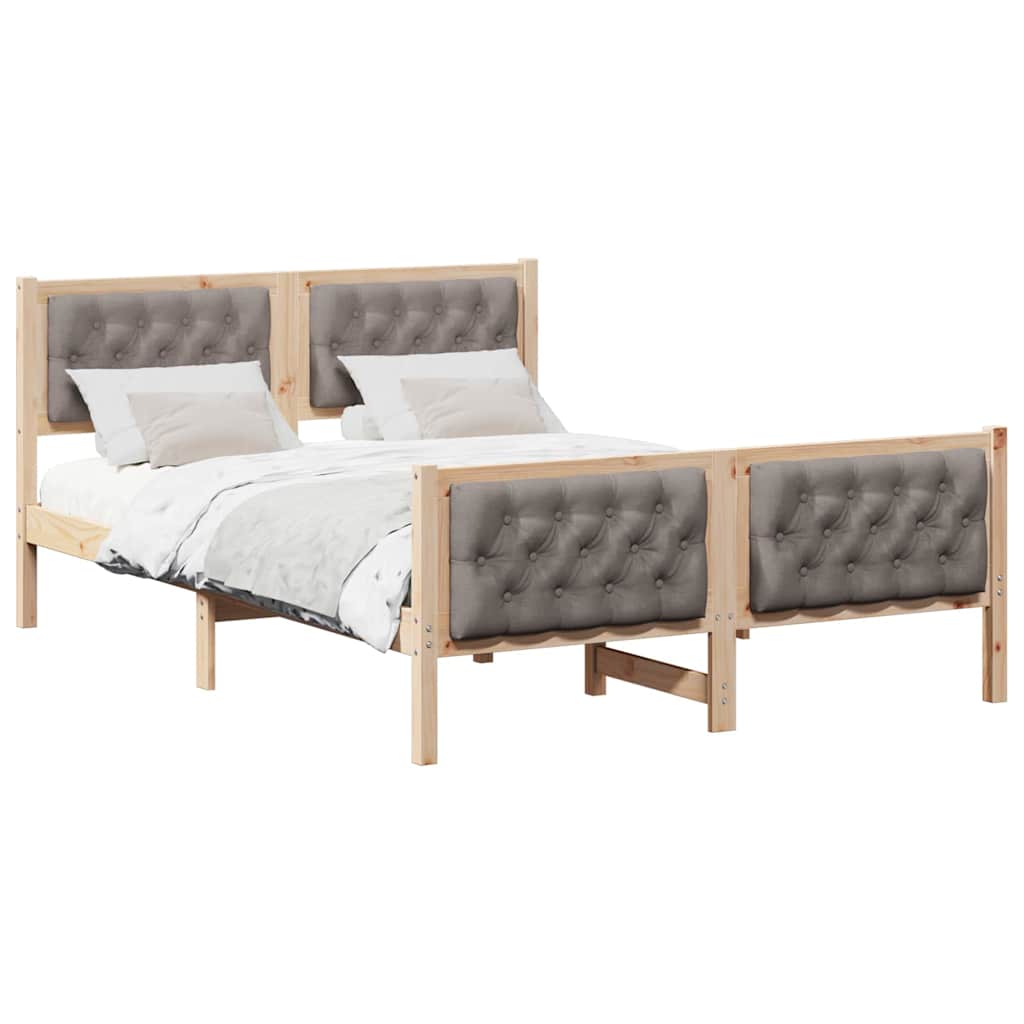 Cadre de lit avec tête de lit Taupe 140 x 190 cm Pin massif - XIOS
