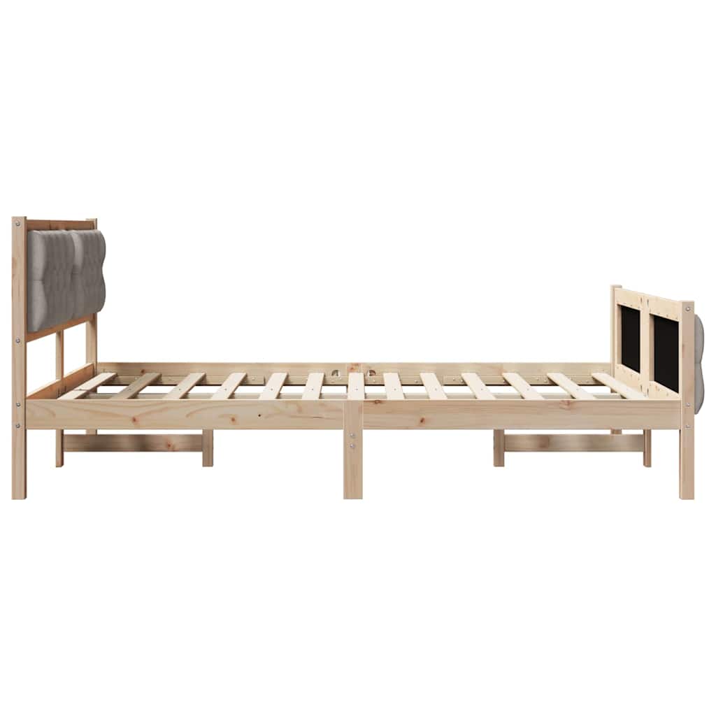 Cadre de lit avec tête de lit Taupe 140 x 190 cm Pin massif - XIOS