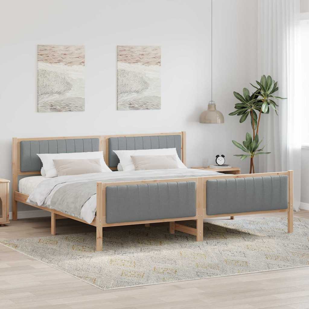 Cadre de lit avec tête de lit Marron et gris clair 200 x 200 cm - XIOS
