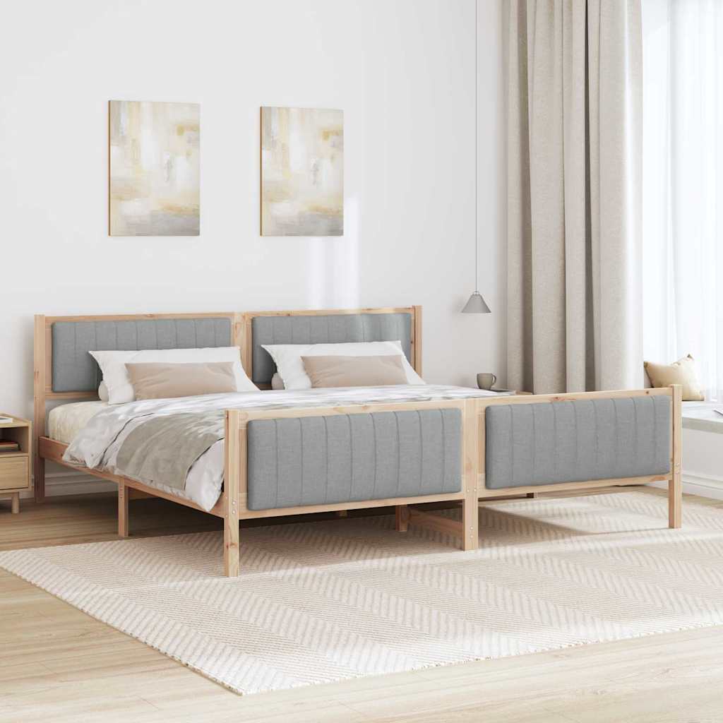 Cadre de lit avec tête de lit Marron et gris clair 200 x 200 cm - XIOS