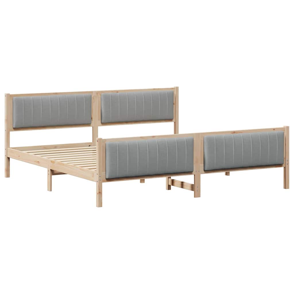 Cadre de lit avec tête de lit Marron et gris clair 200 x 200 cm - XIOS