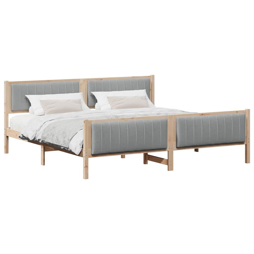 Cadre de lit avec tête de lit Marron et gris clair 200 x 200 cm - XIOS