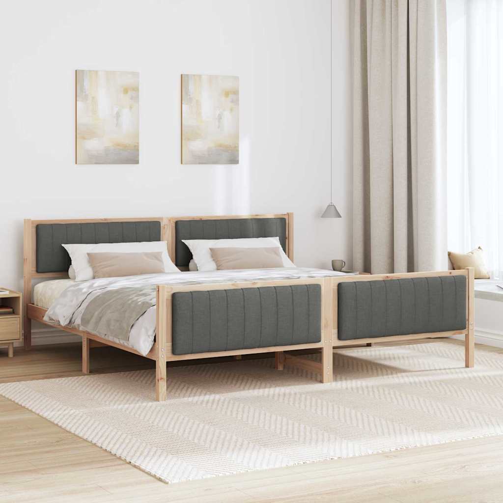 Cadre de lit avec tête de lit marron et gris foncé 200 x 200 cm - XIOS
