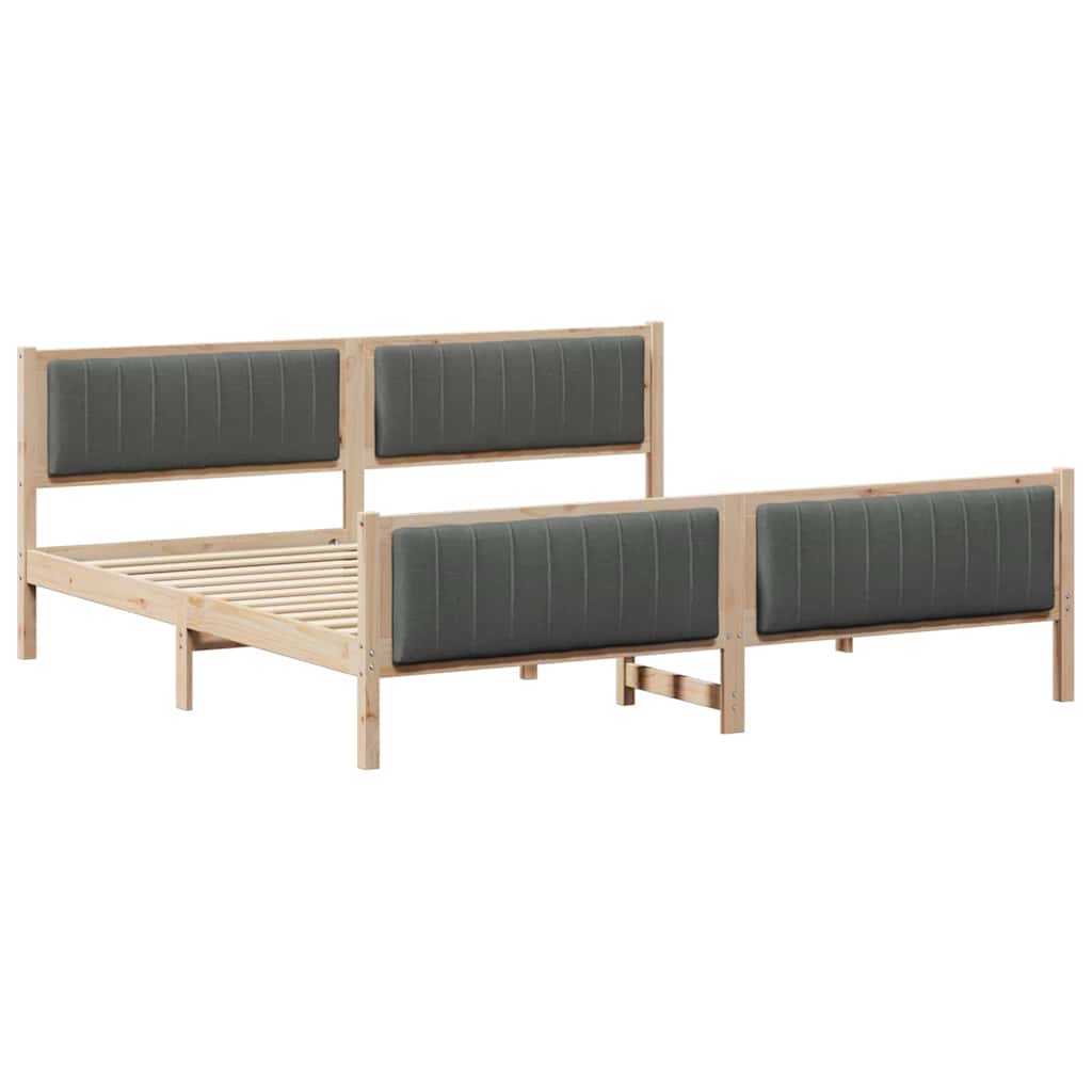 Cadre de lit avec tête de lit marron et gris foncé 200 x 200 cm - XIOS