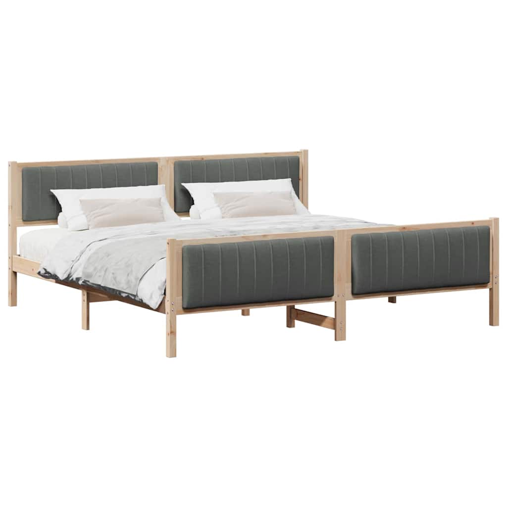 Cadre de lit avec tête de lit marron et gris foncé 200 x 200 cm - XIOS