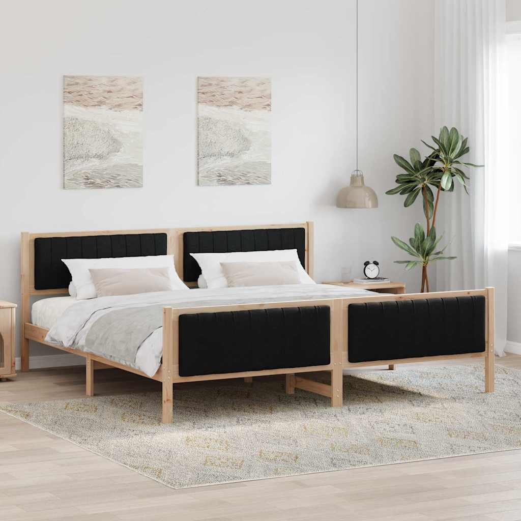 Cadre de lit Marron et noir 200 x 200 cm Bois massif en pin - XIOS