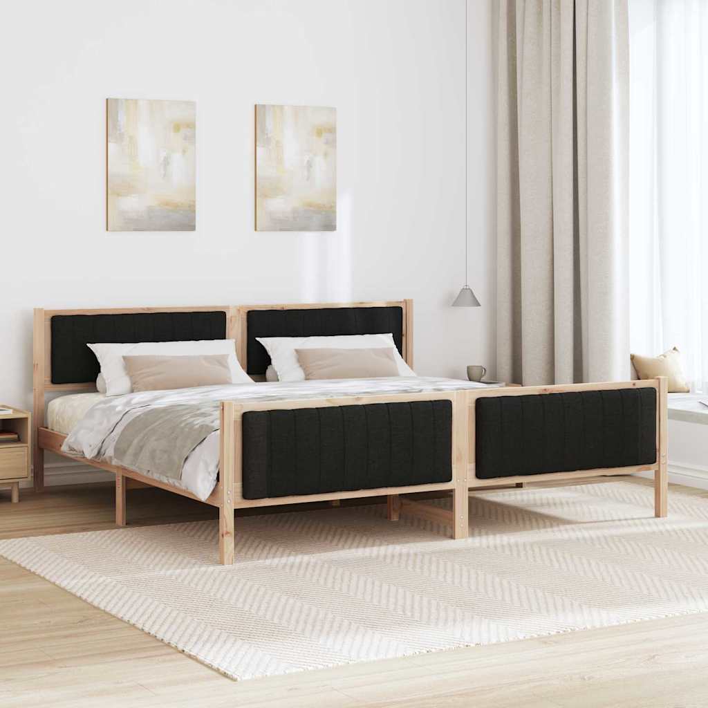 Cadre de lit Marron et noir 200 x 200 cm Bois massif en pin - XIOS