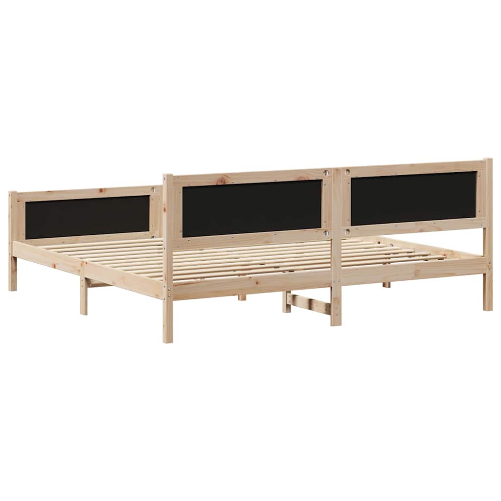 Cadre de lit Marron et noir 200 x 200 cm Bois massif en pin - XIOS