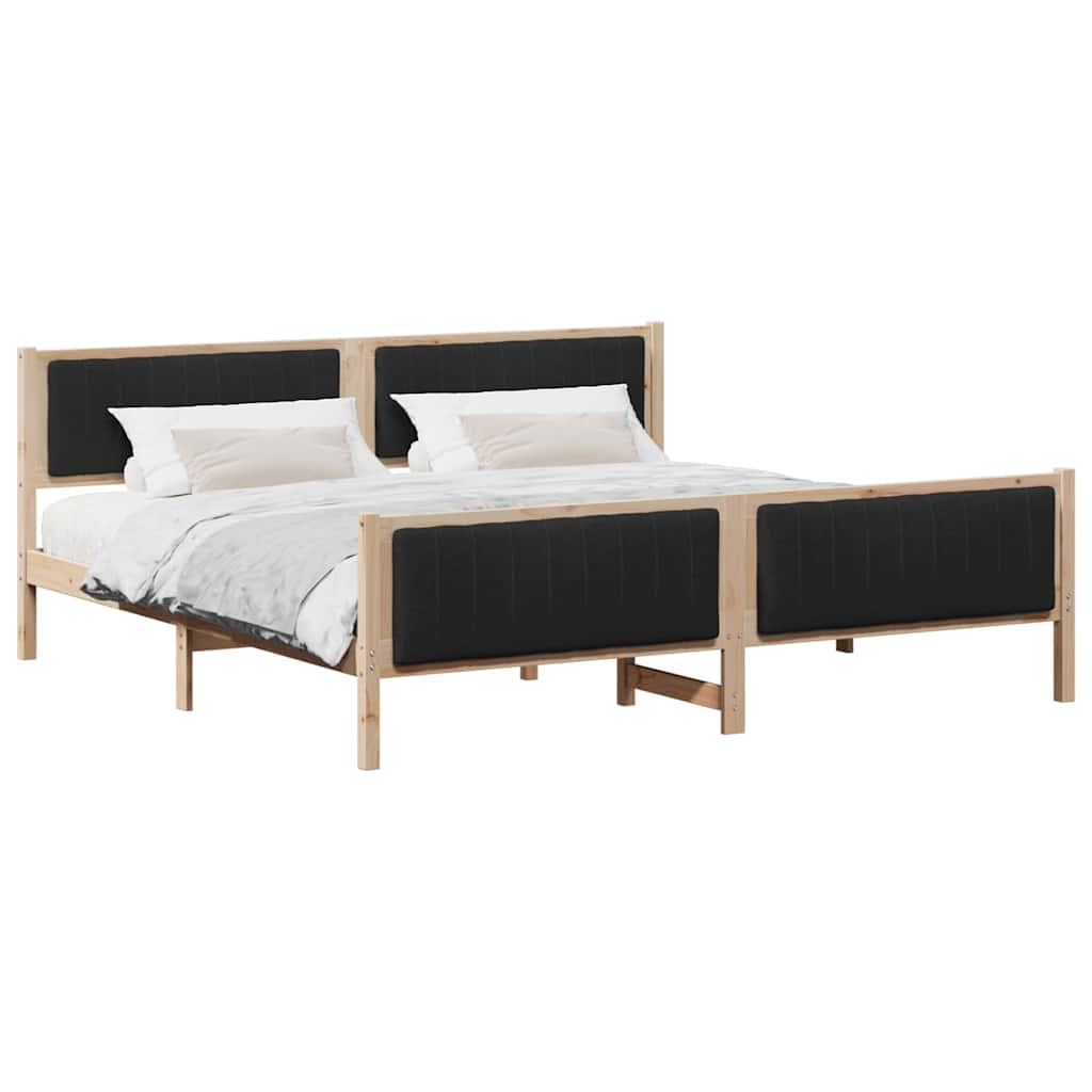 Cadre de lit Marron et noir 200 x 200 cm Bois massif en pin - XIOS