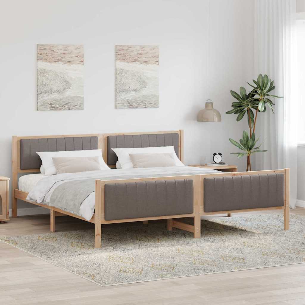 Cadre de lit Marron et taupe 200 x 200 cm Bois massif en pin - XIOS