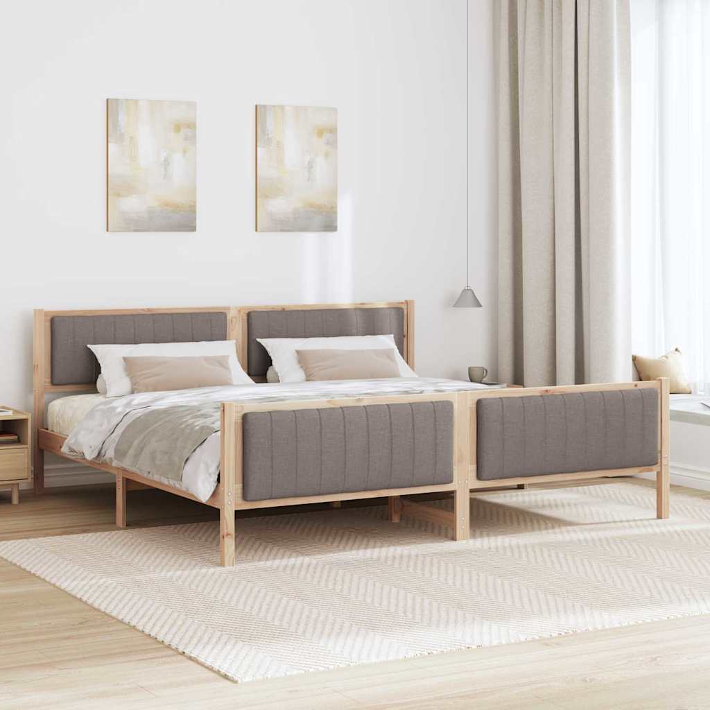 Cadre de lit Marron et taupe 200 x 200 cm Bois massif en pin - XIOS