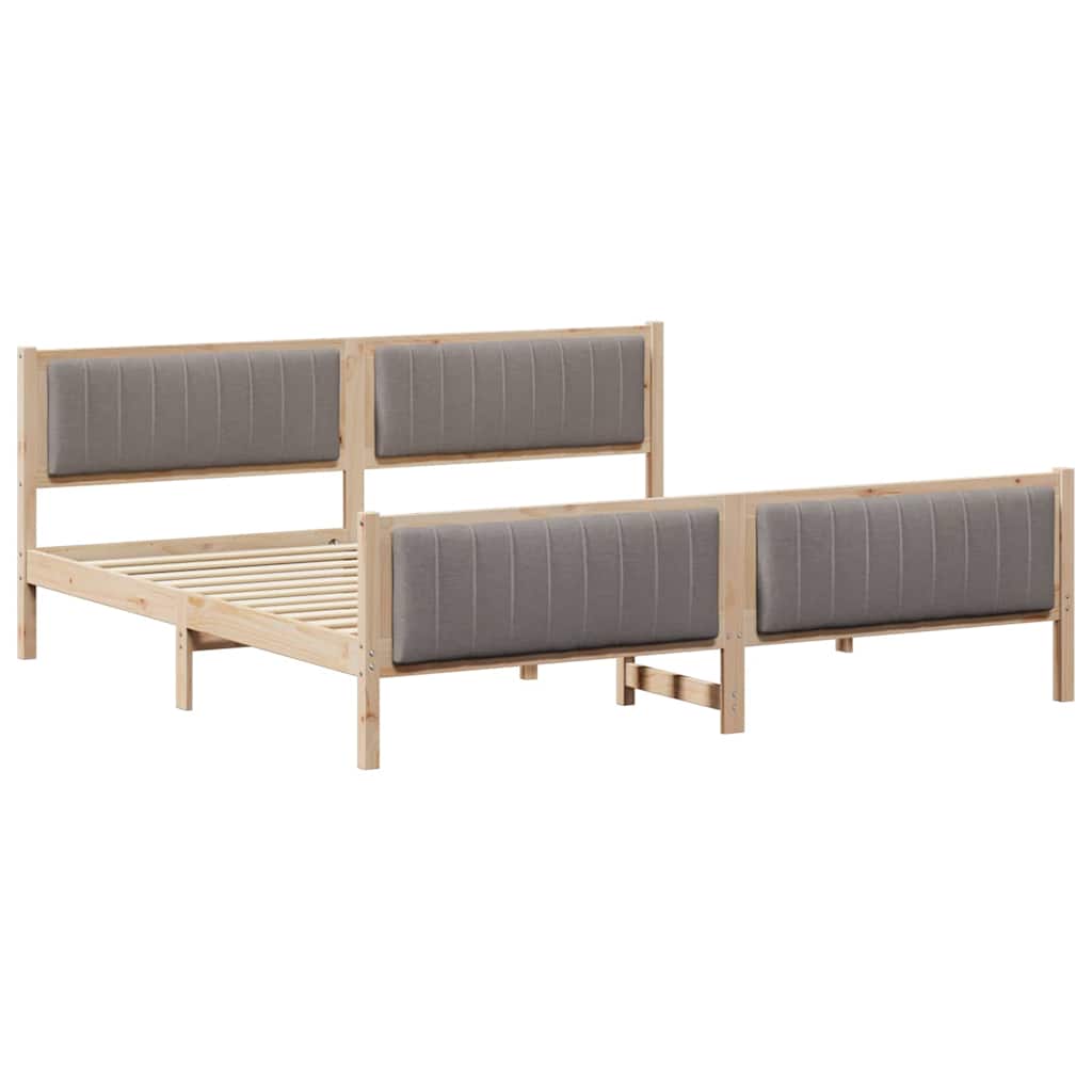 Cadre de lit Marron et taupe 200 x 200 cm Bois massif en pin - XIOS