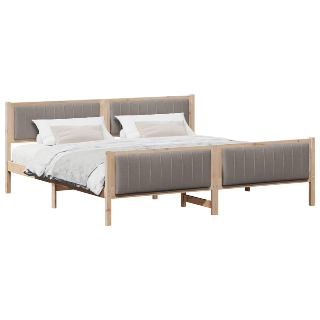 Cadre de lit Marron et taupe 200 x 200 cm Bois massif en pin - XIOS