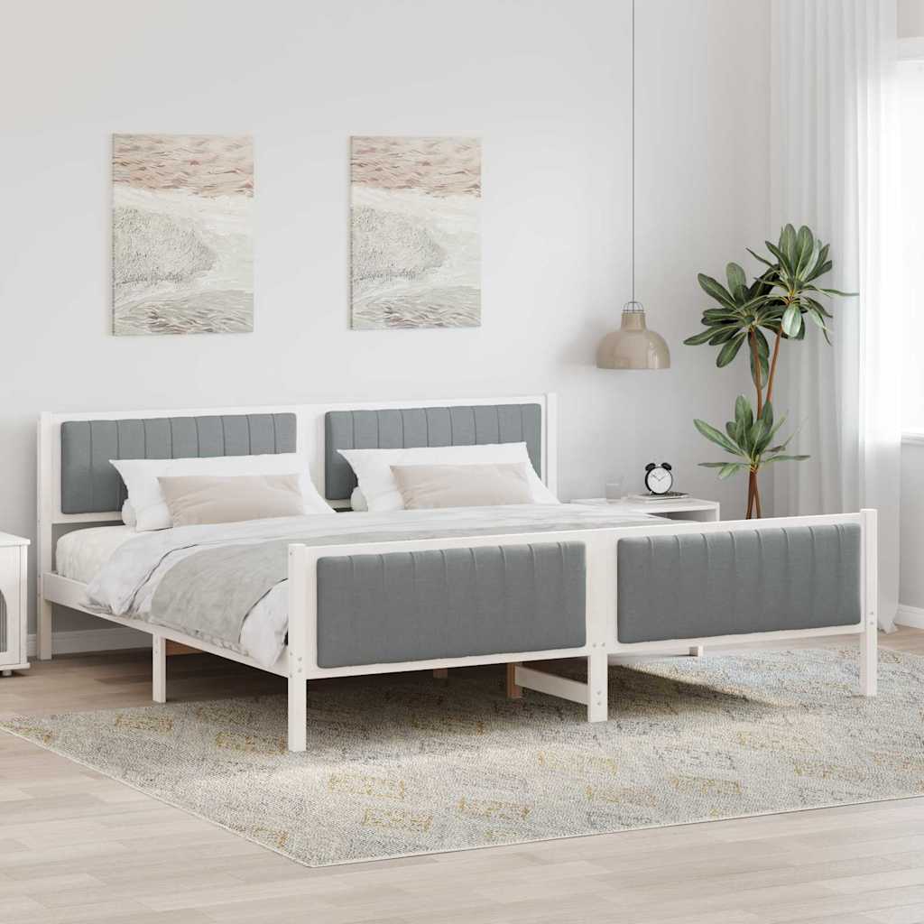 Cadre de lit avec tête de lit Blanc et gris clair 200 x 200 cm - XIOS