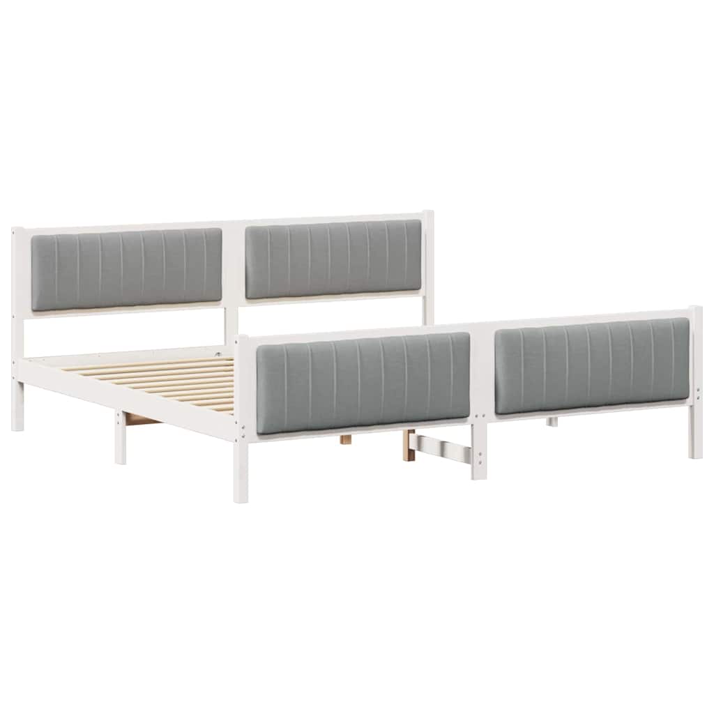 Cadre de lit avec tête de lit Blanc et gris clair 200 x 200 cm - XIOS