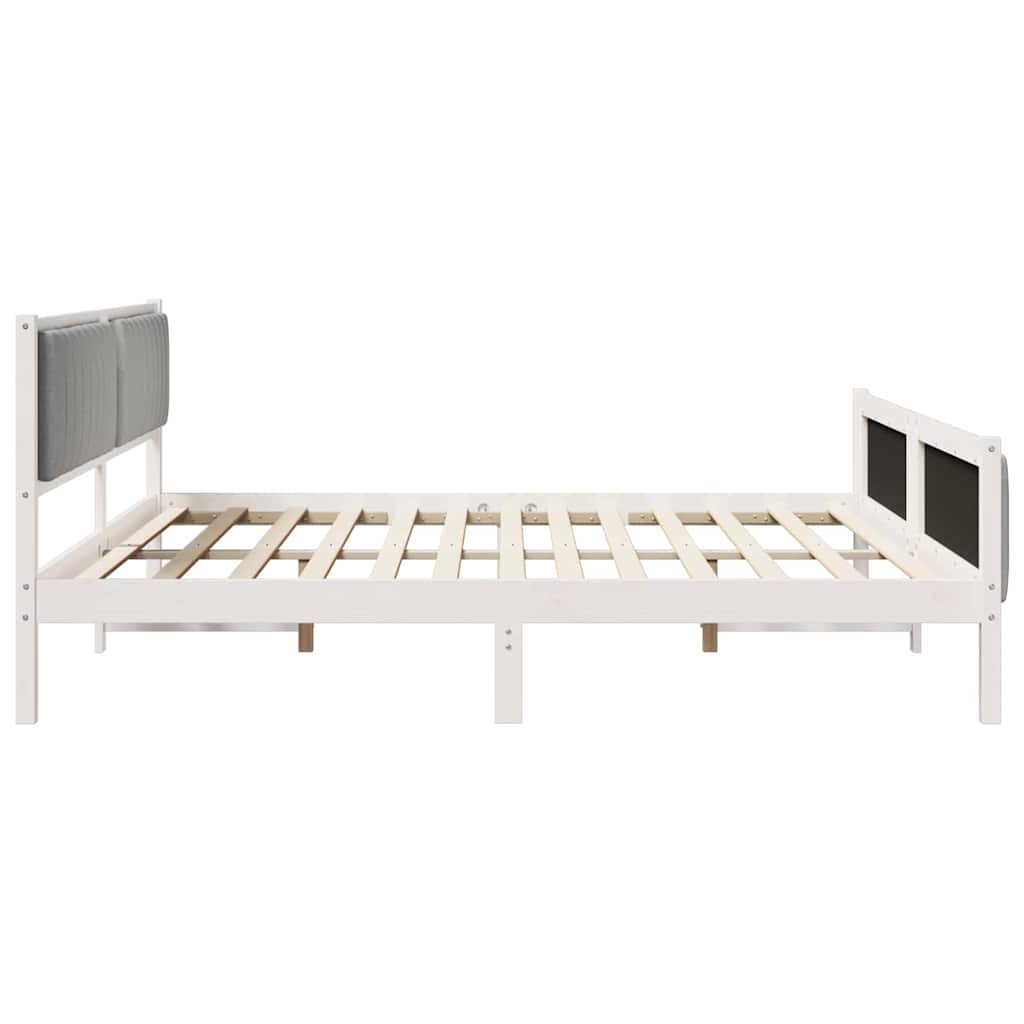 Cadre de lit avec tête de lit Blanc et gris clair 200 x 200 cm - XIOS
