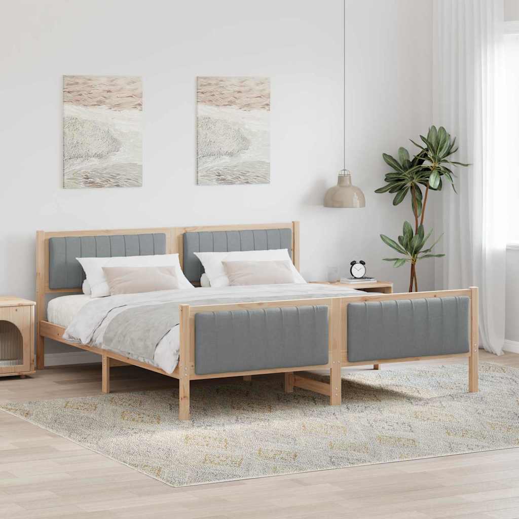 Cadre de lit avec tête de lit Marron et gris clair 180 x 200 cm - XIOS