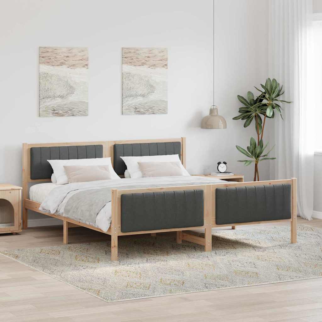 Cadre de lit avec tête de lit marron et gris foncé 180 x 200 cm - XIOS