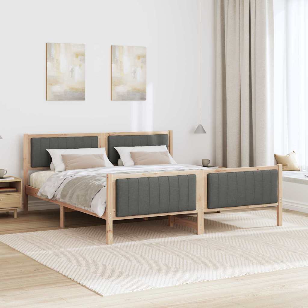 Cadre de lit avec tête de lit marron et gris foncé 180 x 200 cm - XIOS