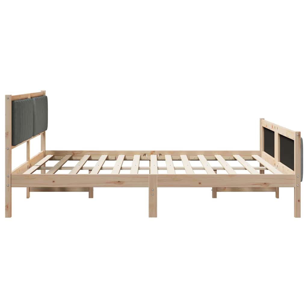 Cadre de lit avec tête de lit marron et gris foncé 180 x 200 cm - XIOS