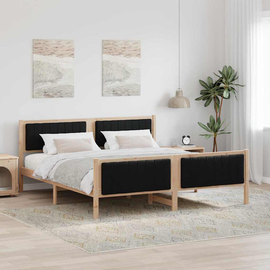 Cadre de lit Marron et noir 180 x 200 cm Bois massif en pin - XIOS