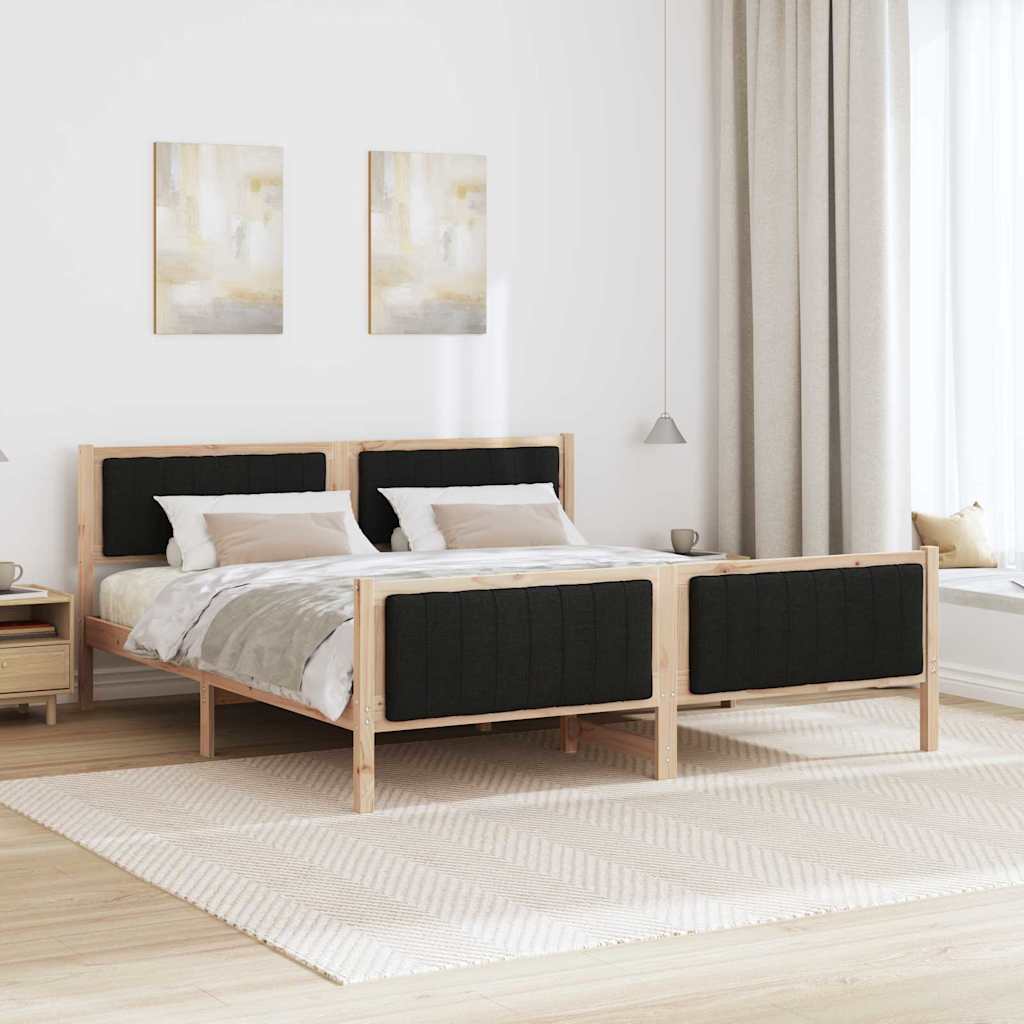 Cadre de lit Marron et noir 180 x 200 cm Bois massif en pin - XIOS